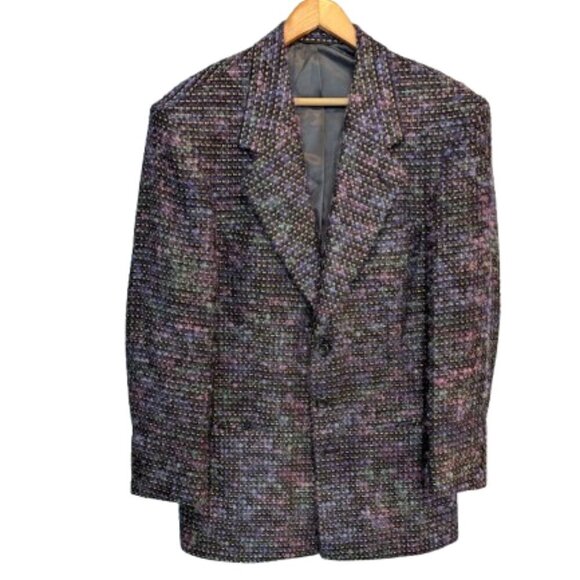 Vintage Made in Canada Purple and Gold Oversized Tweed Jacket - Picture 1 of 12